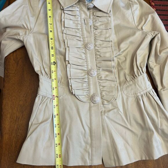 Anthropologie Manoush Women's Cream Light Tan Cropped Blazer Trench Size Small - Picture 9 of 10